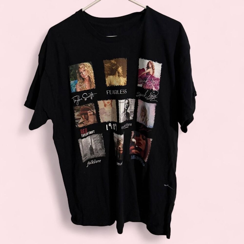 Unbranded T-shirt Unisex XL Black Eras Tour Album Grid Graphic Music Fan Tee